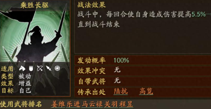 三国志战略版乘胜长驱怎么用